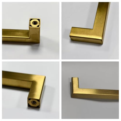 20 Pack Gold Cabinet Handles Square Drawer Pulls 5 inch Hole Centers Brushed Titanium Gold Dresser Pulls Cupboard Handles Stainless Steel Handles for Cabinets and Pulls - color: Gold, size: 5 Inch Hole Centers