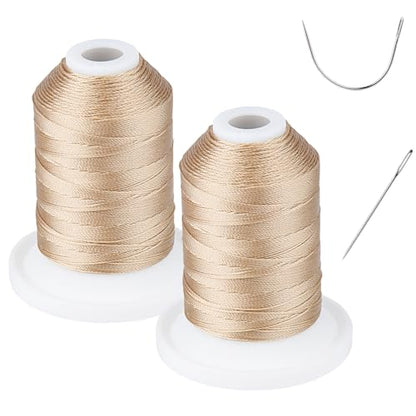 UV Resistant - Simthread 100% Polyester Bonded Thread Tex 69 (12wt) - 250 Yards x 2 Spools NP-Buff - color: 2 × NP-BUFF, size: 250 Yards