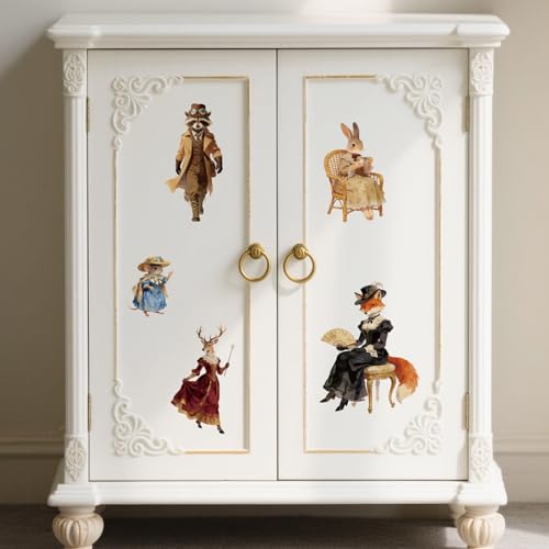 Peacoblue Victorian Animals Rub On Transfers for Furniture Craft 6"x12" - style: Retro Victorian Animals