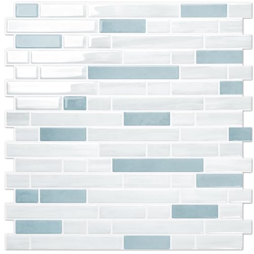 STICKGOO Thicker Peel and Stick Backsplash Tile for Kitchen and Bathroom - color: Blue,White