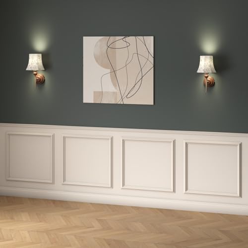 4 Set Peel and Stick Wall Molding Trim Kit, Premade Wainscoting Panels, White Pre Cut Wall Panels for Interior Wall Decor, DIY Home Decoration Picture Frame (20 x 20 Inch)