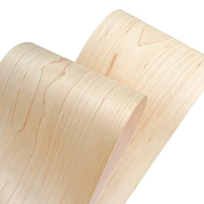Natural Wood Veneer, Thin Veneer Sheets, Furniture/Boxes/Wooden Crafts Production and Renovation, Handmade DIY (Maple) - color: Maple / 8″ x 95″