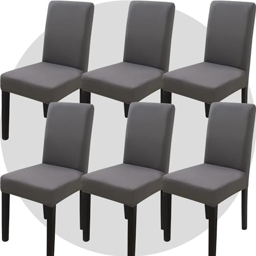Stretch Chair Covers Slipcovers Set of 6 Dark Gray Stretchable Dining Chair Slipcover Washable Removable for Kitchen,Hotel,Restaurant - color: Dark Gray, size: 6