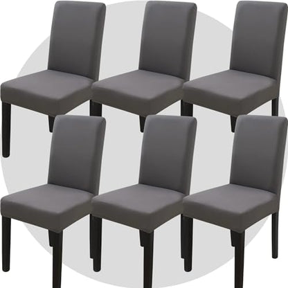 Stretch Chair Covers Slipcovers Set of 6 Dark Gray Stretchable Dining Chair Slipcover Washable Removable for Kitchen,Hotel,Restaurant - color: Dark Gray, size: 6