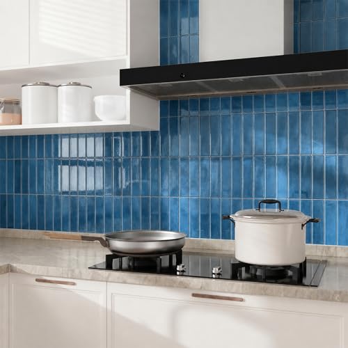 Peel and Stick Backsplash Tile for Kitchen - color: Deep Sea Blue
