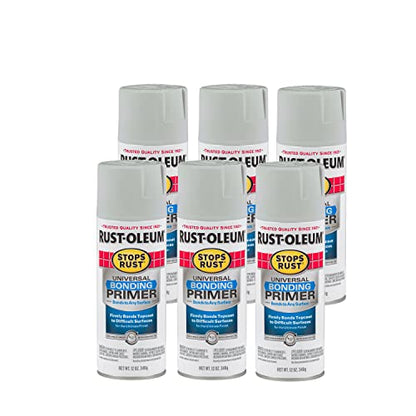 Rust-Oleum Stops Rust Universal Bonding Primer Spray, Flat Gray - color: Flat Gray, size: 12 Ounce (Pack of 6)