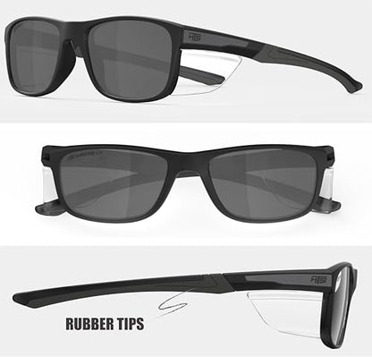 HTS HUNTERSKY TR90NZZ Safety Glasses with Side Shield Small Size Women Men ANSI Z87 Anti Fog Scratch Resistant Lab Pickleball - color: Black/Gray