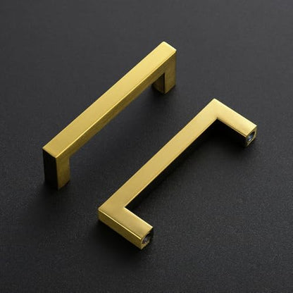 Ravinte Gold Square Pulls Cabinet Handles,4 Inch,30 Pack - color: Brushed Brass, size: 4 Inch Hole Center