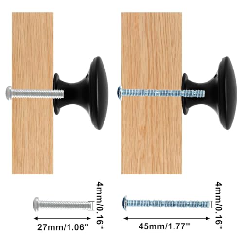 8 Pcs Black Cabinet Knobs, Round Dresser Knob Kitchen Drawer Knobs, Single Hole Cupboard Door Knob Dresser Drawer Pulls Handles - color: Black, size: 8 Pack