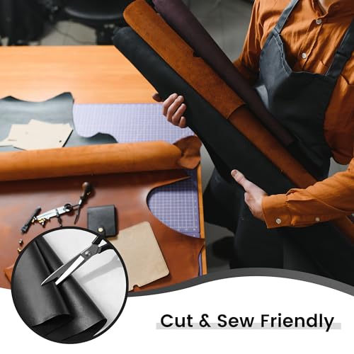 KUUP Smooth PU Faux Leather Fabric Sheets, 3 Yards 54" x 108", 0.8mm Thick - color: Black, size: 3 yards