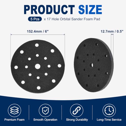 5Pcs 6 Inch Interface Pads, 17 Hole Foam Sanding Pads - size: 17 Hole