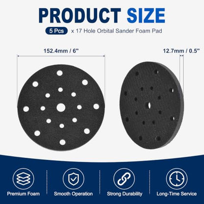 5Pcs 6 Inch Interface Pads, 17 Hole Foam Sanding Pads - size: 17 Hole