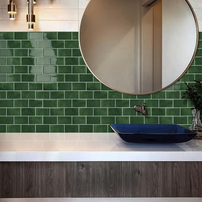 Green Peel and Stick Backsplash Subway Tile for Kitchen 10-Sheet - color: Green