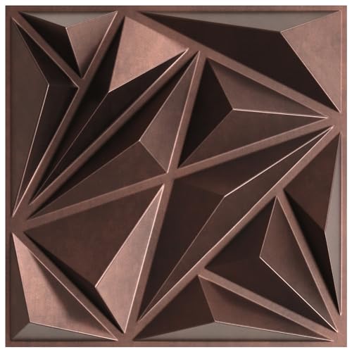 STICKGOO Diamond Wall Panels, Antique Copper, 12''x12'', 33 Pack - color: Antique Copper