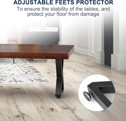 28" Metal Coffee Table Legs, Z-Type Set of 2, 71 cm H x 45 cm W - size: 28" Z-Type