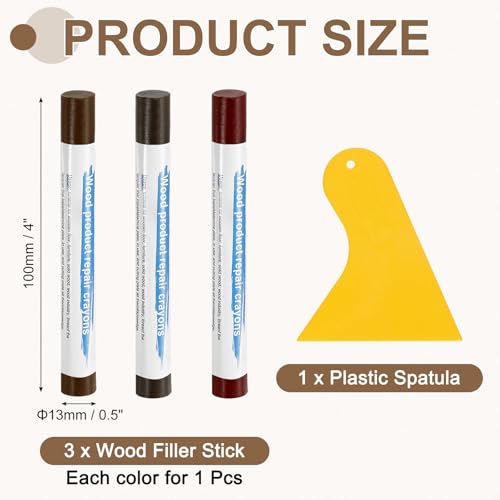 uxcell 3Pcs Wood Filler Sticks, Wax Crayons 3 Colors Dark Brown Wood Series - color: Dark Brown Wood Series