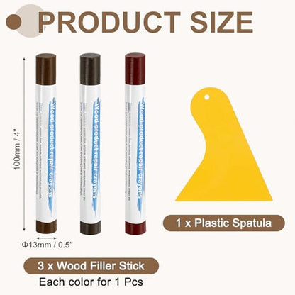 uxcell 3Pcs Wood Filler Sticks, Wax Crayons 3 Colors Dark Brown Wood Series - color: Dark Brown Wood Series