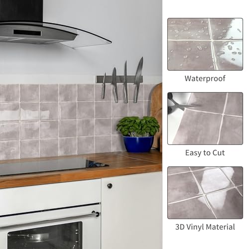 10 Sheet Thicker Peel and Stick Backsplash Tile, 12"x12" 3D Self Adhesive Square Mosaic Subway Checkered Vinyl Backsplash Stick on Wall Tiles for Bathroom, Kitchen, Living Room (10, Pink) - color: Pink