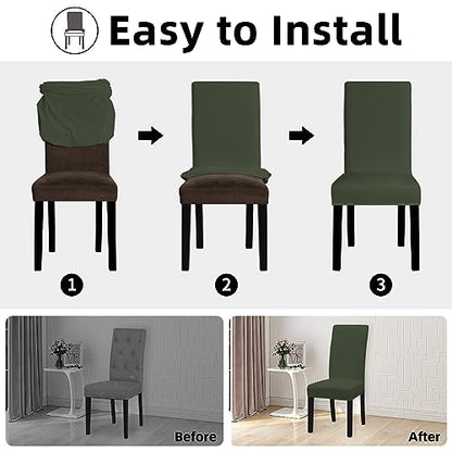 Easy-Going Dining Chair Covers Stretch Dining Room Chair Covers Set of 4, Parsons Chair Slipcovers for Dining Room, Ceremony, Banquet, Greyish Green - color: Greyish Green