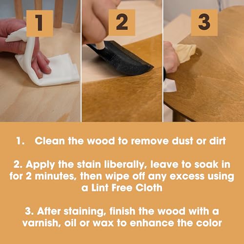Furniture Clinic 17oz Antique Pine Wood Stain + 4 Pack Foam Brushes | Water Based | Fast Drying, Low Odor, & Non-Toxic | for Indoor & Outdoor Furniture and More