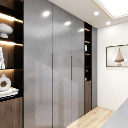 Silver Stainless Steel Contact Paper for Countertops Cabinets - color: Silver, size: 15.7" x 196"