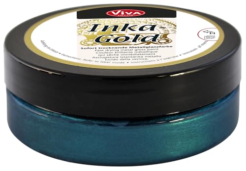 Viva Decor Inka Gold Gilding Wax2.3 oz (Petrol) - Easily Applicable, Wax-Based Metallic Polishing Paste. Quick-Drying Metal Shine, High Gloss Effects for DIY. Decor Paste for Wood, Clay & Terracotta - color: Petrol