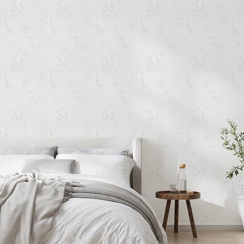 White Wallpaper Peel and Stick Embossed Floral Contact Paper 17.3 x 118.1in - color: White, size: 17.3" x 118.1"