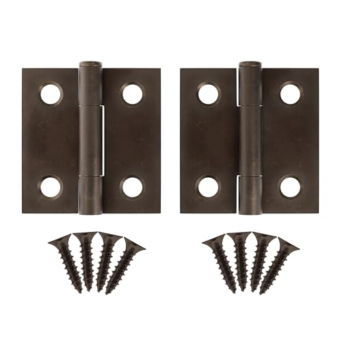 Antique Brass Butt Hinges with Removable Pin - 1-1/2" x 1-1/2" - Pack of 2 - Cabinet Door Hinges - UA-266-HAB (1) - color: Antique Brass