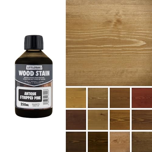 Littlefair's Wood Stain Water Based - 8.5oz/250ml - Indoor Furniture Stain Light & Dark Finishes - Special Non Toxic & Eco Friendly Formula - Wood Stain for Crafts - Color: Antique Stripped Pine - color: Antique Stripped Pine, size: 8.5oz/250ml