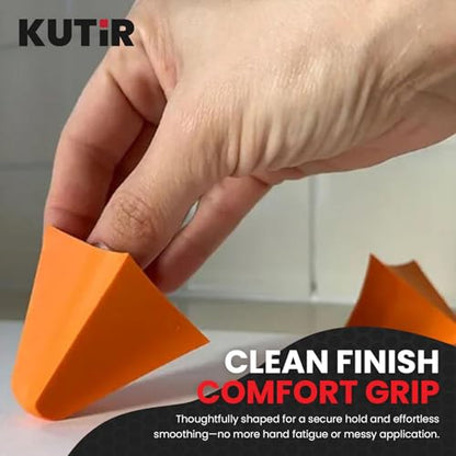 Kutir 2 PCS Silicone Caulking Tool Kit – Reusable Sealant Finishing Tools for Smooth Caulk Application, Grout Spreader & Joint Sealing for Kitchen, Bathroom, Window – 4/6/10/16mm