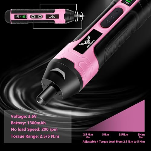 3.6V Electric Screwdriver Rechargeable, Cordless Screwdriver - color: Pink-21pcs