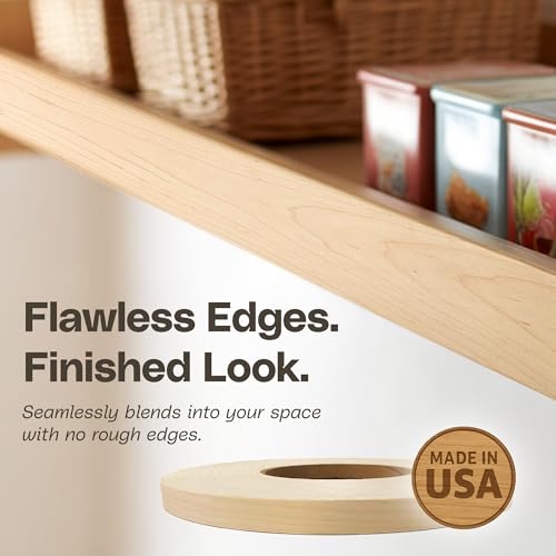 Edge Supply Maple Pre-Finished 1-1/2 in x 50 ft Roll with a Clear Lacquer UV Finish – Pre-Glued Iron On Real Wood Veneer Edging – Edge Banding Tape with Hot Melt Adhesive, Ideal for Furniture & DIY. - color: Maple Pre-Finished, size: 1-1/2 in x 50 ft