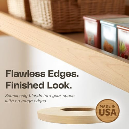 Edge Supply Maple Pre-Finished 1-1/2 in x 25 ft Roll with a Clear Lacquer UV Finish – Pre-Glued Iron On Real Wood Veneer Edging – Edge Banding Tape with Hot Melt Adhesive, Ideal for Furniture & DIY. - color: Maple Pre-Finished, size: 1-1/2 in x 25 ft
