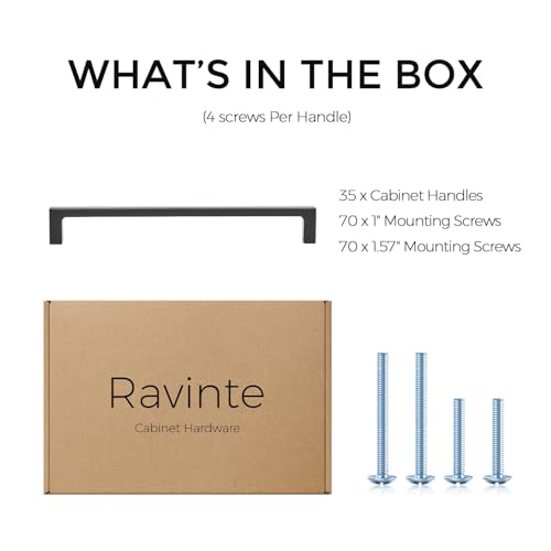 Ravinte Matte Black Kitchen Cabinet Handles 7-1/2 Inch Pulls 35 Pack - color: Matte Black, size: 7-1/2 Inches Hole Center