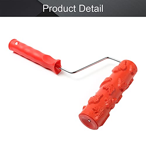 Utoolmart 7" Home Wall Rubber Paint Roller 175mm Wooden Grain Painting Roller with Plastic Handle 1Pcs - size: EG179T