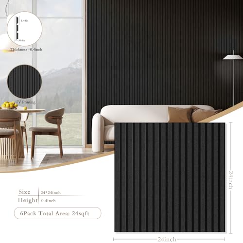 ArtVivid 6 Pack Large Acoustic Panels, Soundproof Wall Panels - color: Black, size: 24"×24"(6pcs)