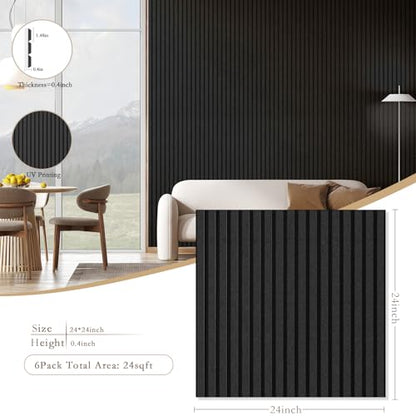ArtVivid 6 Pack Large Acoustic Panels, Soundproof Wall Panels - color: Black, size: 24"×24"(6pcs)