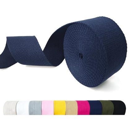 Cotton Webbing 2 Inch 5 Yards for Bag Strap Sewing Craft, Navy Blue - color: Navy Blue