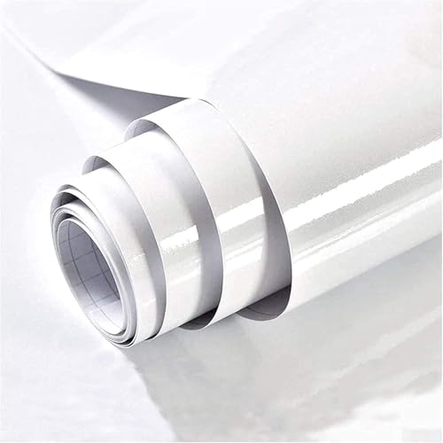 White Contact Paper Glossy Shiny Peel and Stick Wallpaper for Countertops - color: White, size: 23.6" x 216.5"
