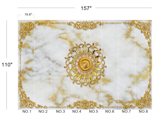Luxury White Gold Marble Ceiling Medallion Peel and Stick Wallpaper - color: No.10, size: 157" x 110"