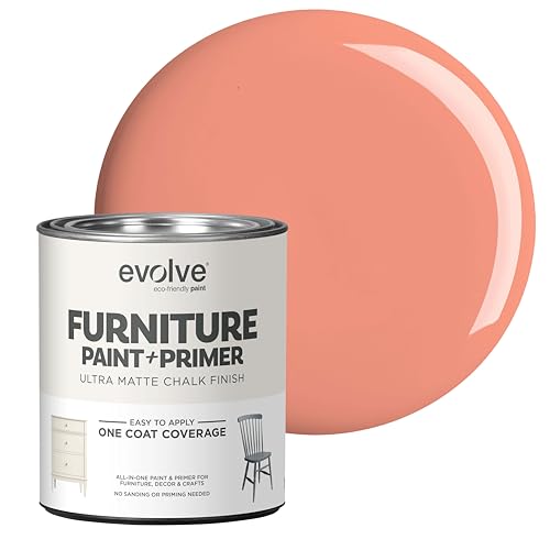 EVOLVE Chalk Paint for Furniture, (Coral Veil), 1-Pack Quart – No Sand or Primer Needed, UltraMatte Finish, Smooth Coverage, Low VOC, Easy to Distress for DIY Projects - color: Coral Veil, size: 30 Fl Oz (Pack of 1)
