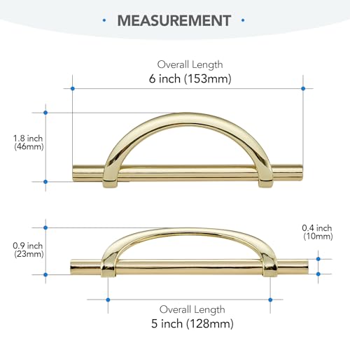 HOME EDIT Polished Brass Cabinet Pulls Curved, 5 Inch/128 mm, 10 Pack - color: Gold, size: 5 Inch Hole Center