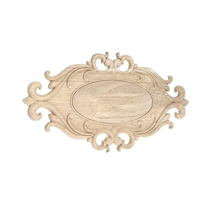 Antrader Wood Carved Onlays Appliques,Oval Shaped Unpainted, 10.24x5.91in - style: Style 3