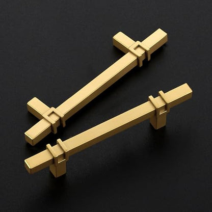 HOME EDIT 3-3/4 inch Cabinet Handles, 10 Pack Kitchen Cabinet Handles Gold Drawer Pulls Zinc Alloy Square Bar Kitchen Pulls - color: Gold, size: 3-3/4 Inch Hole Center