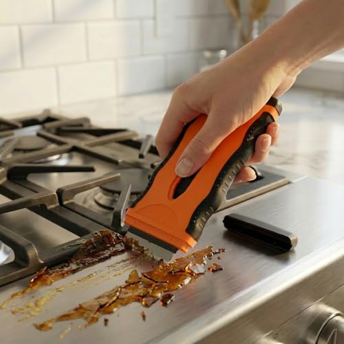 Mister Rui 2-in-1 Razor Scraper, 20 Blades, Retractable, Multi-Surface - color: 1 Retractable Orange