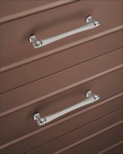 LIMUR 10 Pack 7.5 Inch (192 mm) Hole Center Brushed Satin Nickel Cabinet Pulls – Solid Zinc Alloy Kitchen Cabinet Handles, Drawer Pulls for Bathroom Vanity, Dresser & Wardrobe, M4 Screws Included - color: Brushed Satin Nickel, size: 7.5"/192 MM Hole Cente