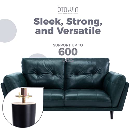 4 inch Solid Wood Tapered Furniture Legs Set of 4 with 5/16" Bolts - color: Black, size: 4" (10cm)