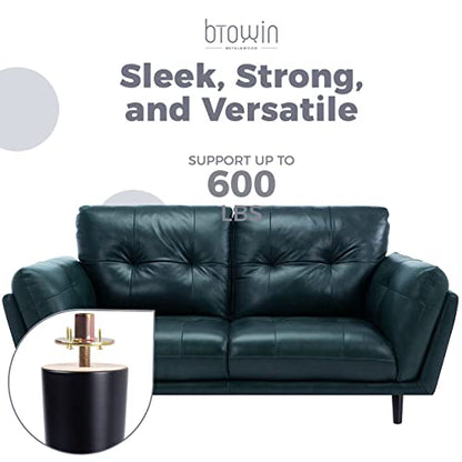 8 inch Solid Wood Tapered Furniture Legs Set of 4 with 5/16" Bolts - color: Black, size: 8" (20cm)