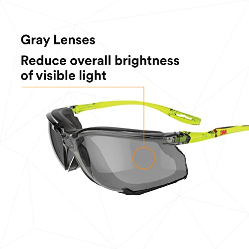 3M Safety Glasses Scotchgard Anti-Fog Coating - color: Gray Lens, Green/Black Frame With Foam Gasket, size: One size fits most