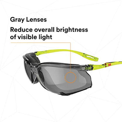 3M Safety Glasses Scotchgard Anti-Fog Coating - color: Gray Lens, Green/Black Frame With Foam Gasket, size: One size fits most